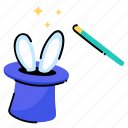 rabbit trick, rabbit magic, magician hat, magic cap, trick 