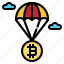 air, bitcoin, delivery, drop, parachute 