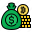 bag, bitcoin, coin, currency, money 
