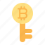 bitcoin, key, cryptocurrency, lock, security, protection 