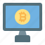 bitcoin, monitor, cryptocurrency, screen, computer, laptop, technology 