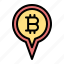 bitcoin, location, map, pin, cryptocurrency 