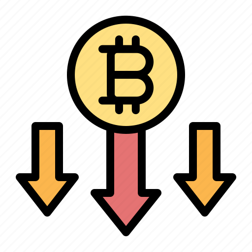 Bitcoin, decrease, cryptocurrency, blockchain, money, dollar icon - Download on Iconfinder