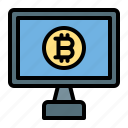 bitcoin, monitor, cryptocurrency, screen, computer, laptop