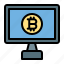 bitcoin, monitor, cryptocurrency, screen, computer, laptop 