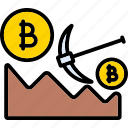 mining bitcoin, find bitcoin, search bitcoin, bitcoin, crypto currency, money, mountain
