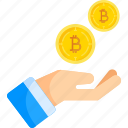 give bitcoin, money, crypto currency, donate bitcoin, give money, bitcoin with hand