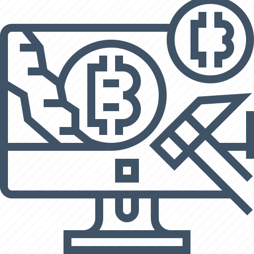 Bitcoin, currency, desktop, digital, mining, payment, pickaxe icon - Download on Iconfinder