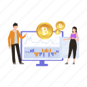 bitcoin, graph, bars, user, mining