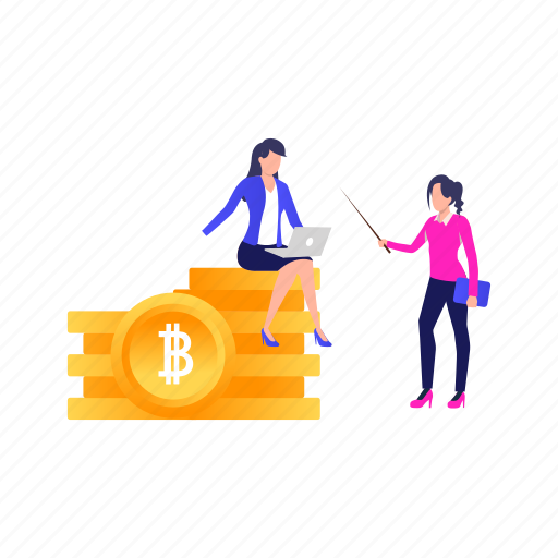 Girls, working, bitcoin, money, currency icon - Download on Iconfinder