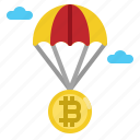 air, bitcoin, delivery, drop, parachute