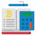 accounting, bitcoin, book, calculator, ledger 