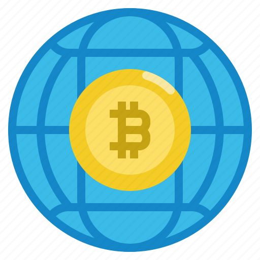 Bitcoin, cryptocurrency, global, wide, world icon - Download on Iconfinder