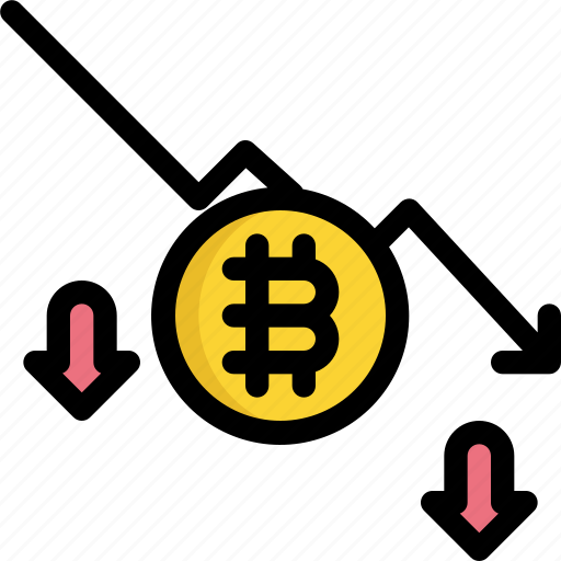 Bitcoin, cryptocurrency, digital, down, finance, money, trend icon - Download on Iconfinder