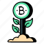 bitcoin plant growth, cryptocurrency plant pot, crypto, btc plant, digital currency 