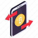 mobile bitcoin transfer, cryptocurrency, crypto, btc, digital currency