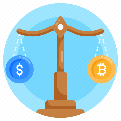 Bitcoin scale, bitcoin balance, balance scale, bitcoin vs dollar, bitcoin law icon - Download on Iconfinder