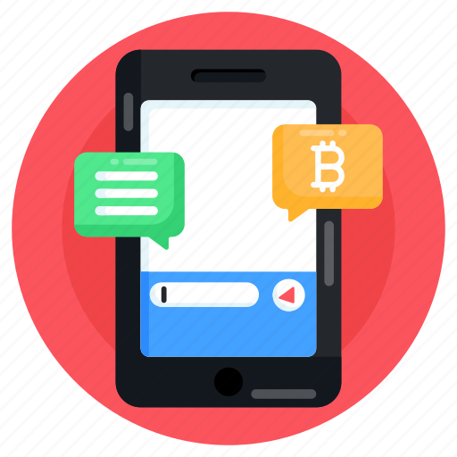 Financial communication, mobile conversation, telecommunication, mobile chatting, bitcoin chat icon - Download on Iconfinder