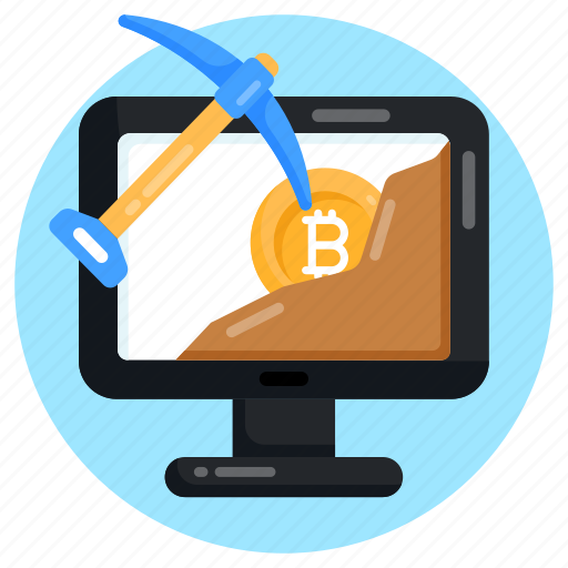Bitcoin mining, crypto mining, cryptocoin mining, money mining, online blockchain icon - Download on Iconfinder
