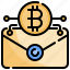 email, bitcoin, sign, communications, coin, mail 