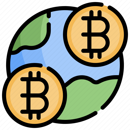 Globe, world, financial, cryptocurrency, bitcoin, worldwide icon - Download on Iconfinder
