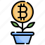 plant, bitcoin, cryptocurrency, growth, sprout 