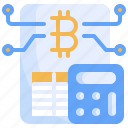 calculator, cryptocurrency, bill, bitcoin, shopping