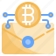email, bitcoin, sign, communications, coin, mail 