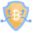 shield, cryptocurrency, bitcoin, currency, secure 