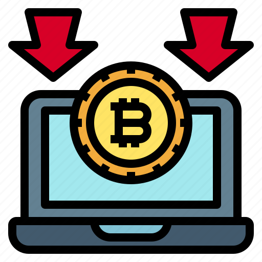Bitcoin, arrows, down, laptop, reduce icon - Download on Iconfinder