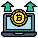 bitcoin, arrows, up, laptop, growth