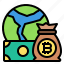 cryptocurrency, money, bag, bitcoin, global 