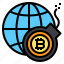 global, bitcoin, currency, business 