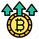 growth, bitcoin, up, arrows, currency, business