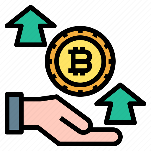 Hand, arrows, up, bitcoin, finance icon - Download on Iconfinder
