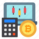 bitcoin, calculator, chart, accountting, finance
