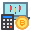 bitcoin, calculator, chart, accountting, finance 