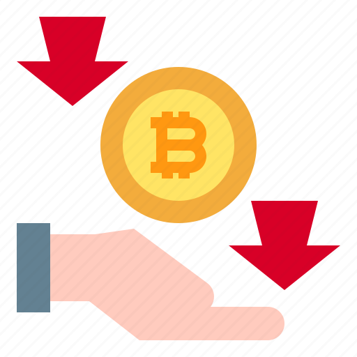 Hand, arrows, down, bitcoin, finance icon - Download on Iconfinder