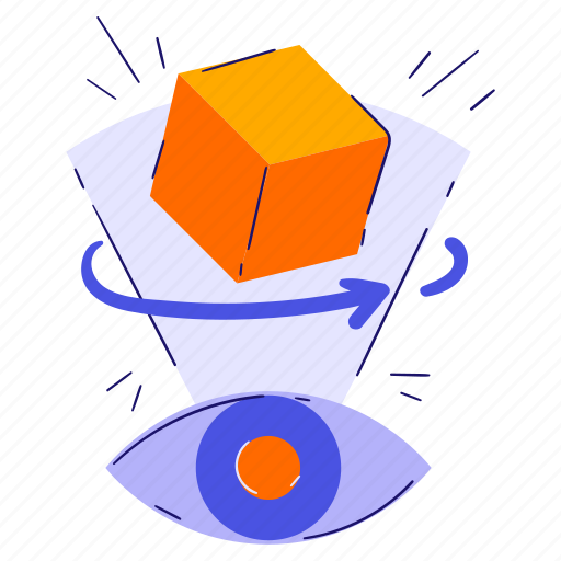 360°, view, cube, rotate, hologram, metaverse, virtual reality illustration - Download on Iconfinder
