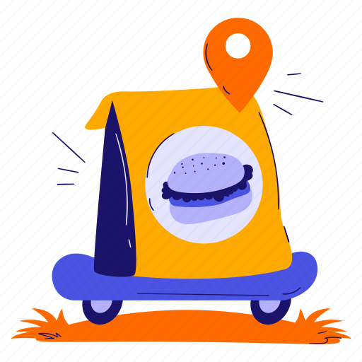 Food delivery, burger, order, fast food, skateboard, shipping, delivery icon - Download on Iconfinder