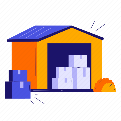 Warehouse, storehouse, boxes, packages, building, shipping, delivery icon - Download on Iconfinder