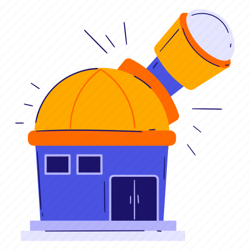 Observatory, telescope, planetarium, building, research, space, astronomy illustration - Download on Iconfinder