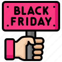 black, friday, sign, hand, signboard