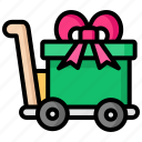 gift, cart, trolley, shopping, sale