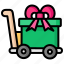 gift, cart, trolley, shopping, sale 