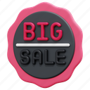 big, sale, offer, commerce, shopping, sticker, badge, promotion, discount, 3d 