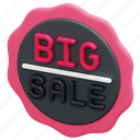 big, sale, offer, commerce, shopping, sticker, discount, badge, promotion, 3d 