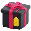 gift, box, present, black, friday, commerce, discount, shopping, 3d 