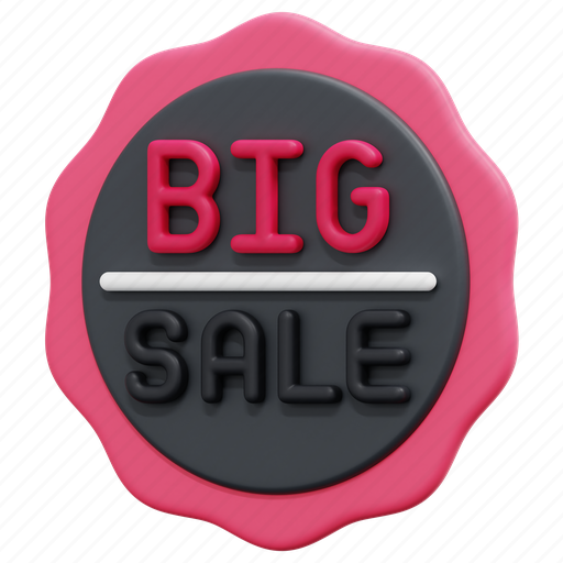 Big, sale, offer, commerce, shopping, sticker, badge 3D illustration - Download on Iconfinder