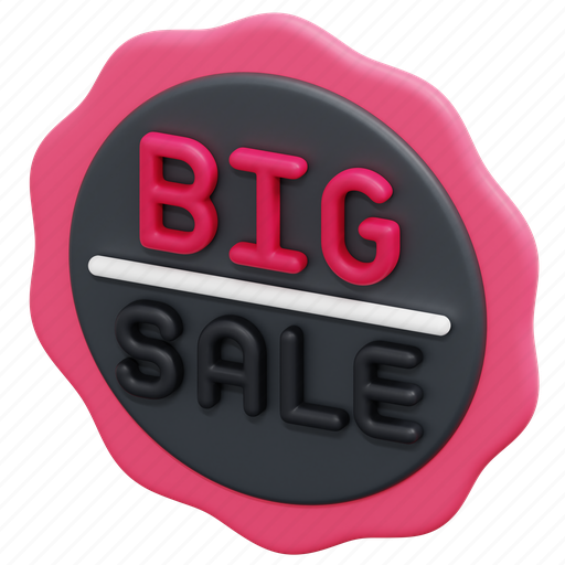 Big, sale, offer, commerce, shopping, sticker, discount 3D illustration - Download on Iconfinder
